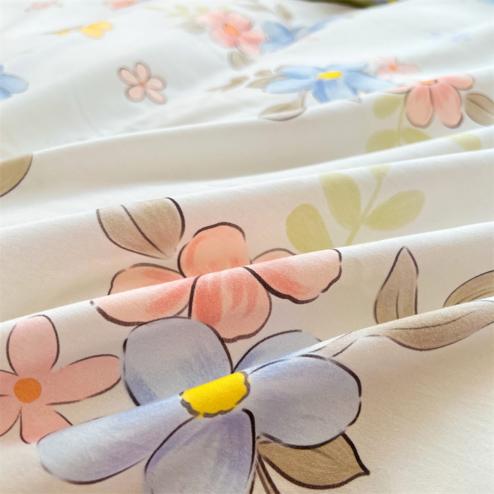 91家纺网 家纺一手货源 找家纺 雯豆2025春夏新品全棉床笠三件套学生成人印花纯棉床罩 全棉床笠-雅韵