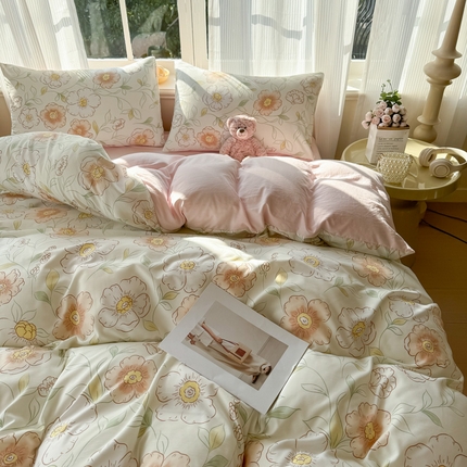 91家纺网 家纺一手货源 找家纺 赫然 2026新款水洗双层纱四件套 露华浓