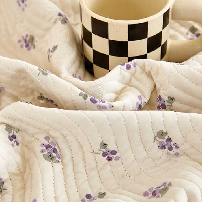 91家纺网 家纺一手货源 找家纺 莎果 2025春夏莫代尔印花高温砂洗床盖三件套四件套 紫葡萄