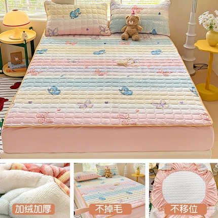 91家纺网 家纺一手货源 找家纺 （总）帛洵 2025新款舒适亲肤高克重牛奶绒夹棉床笠