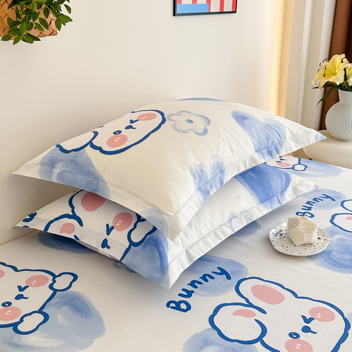 91家纺网 家纺一手货源 找家纺 棉造家居 2025新款亲肤舒适全棉纯棉印花单床笠 晴天小兔