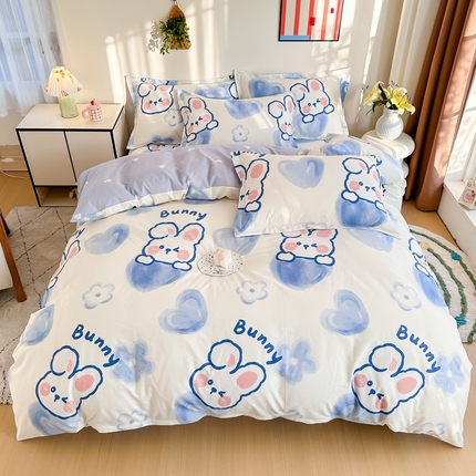 棉造家居 2025新款亲肤舒适全棉纯棉印花系列三/四件套 晴天小兔