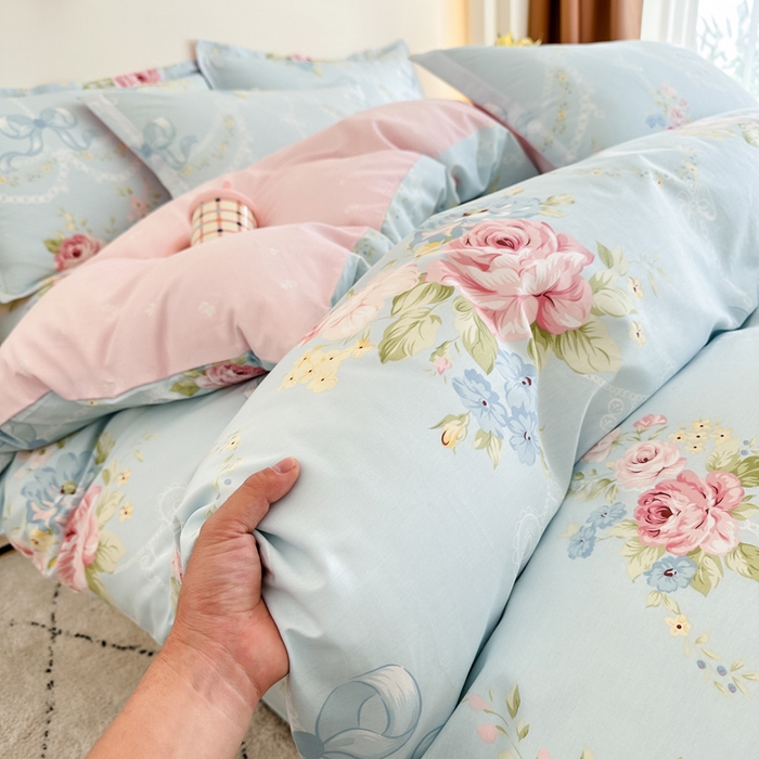 91家纺网 家纺一手货源 找家纺 棉造家居 2025新款亲肤舒适全棉纯棉印花系列三/四件套 花涧烟雨