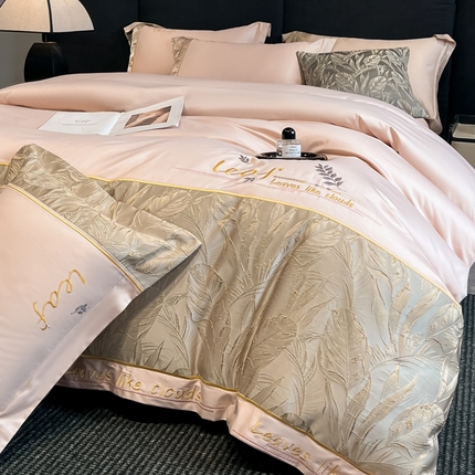 91家纺网 家纺一手货源 找家纺 帝王家纺 2025春夏新款浮雕刺绣亲肤棉四件套-金枝玉叶 金枝玉叶-宾利蓝