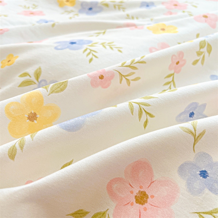 91家纺网 家纺一手货源 找家纺 雯豆2025春夏新品全棉床笠三件套学生成人印花纯棉床罩 全棉床笠-芳华