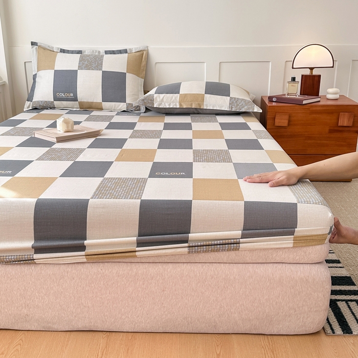 91家纺网 家纺一手货源 找家纺 棉造家居 2025新款亲肤舒适全棉纯棉印花单床笠 雅阁-灰