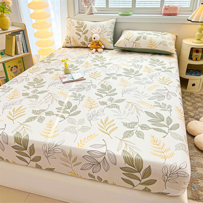 91家纺网 家纺一手货源 找家纺 雯豆2025春夏新品全棉床笠三件套学生成人印花纯棉床罩 全棉床笠-彼岸之花