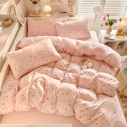 91家纺网 家纺一手货源 找家纺 （总）慕澄家纺 2025新款小清新水洗棉印花四件套