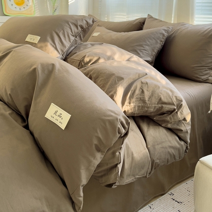 眠博士 2025新款40支高支高密全棉撞色双拼四件套 全棉拼色-春泥色