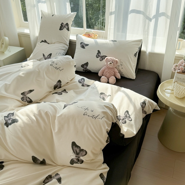 91家纺网 家纺一手货源 找家纺 赫然 2026新款A类针织水洗双层纱单枕套 蝶舞