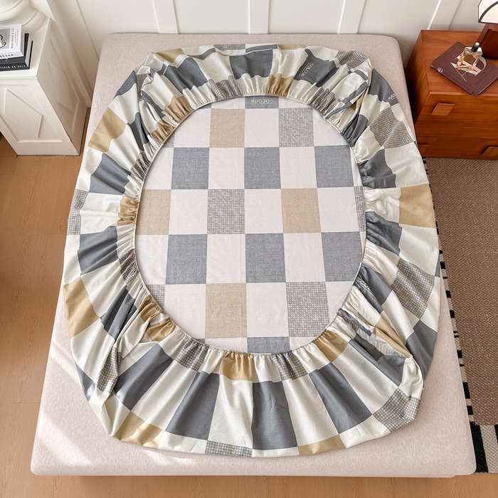 91家纺网 家纺一手货源 找家纺 棉造家居 2025新款亲肤舒适全棉纯棉印花单床笠 雅阁-灰