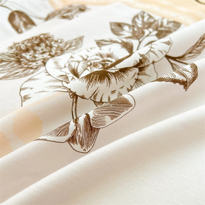 91家纺网 家纺一手货源 找家纺 雯豆2025春夏新品全棉床笠三件套学生成人印花纯棉床罩 全棉床笠-蔓秋