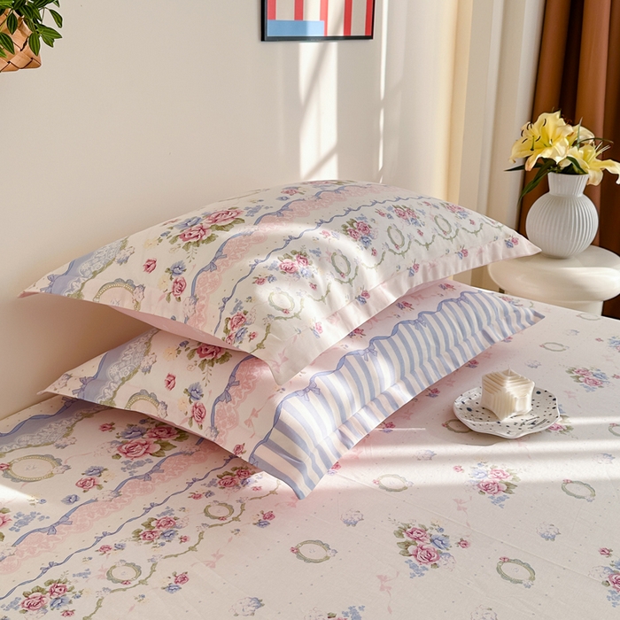 91家纺网 家纺一手货源 找家纺 棉造家居 2025新款亲肤舒适全棉纯棉印花单床笠 芳菲羽