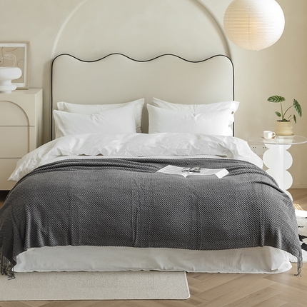 91家纺网 家纺一手货源 找家纺 （总）朴尔家纺-毛巾被 2025新款波波风流苏柔糯毯床尾毯沙发巾