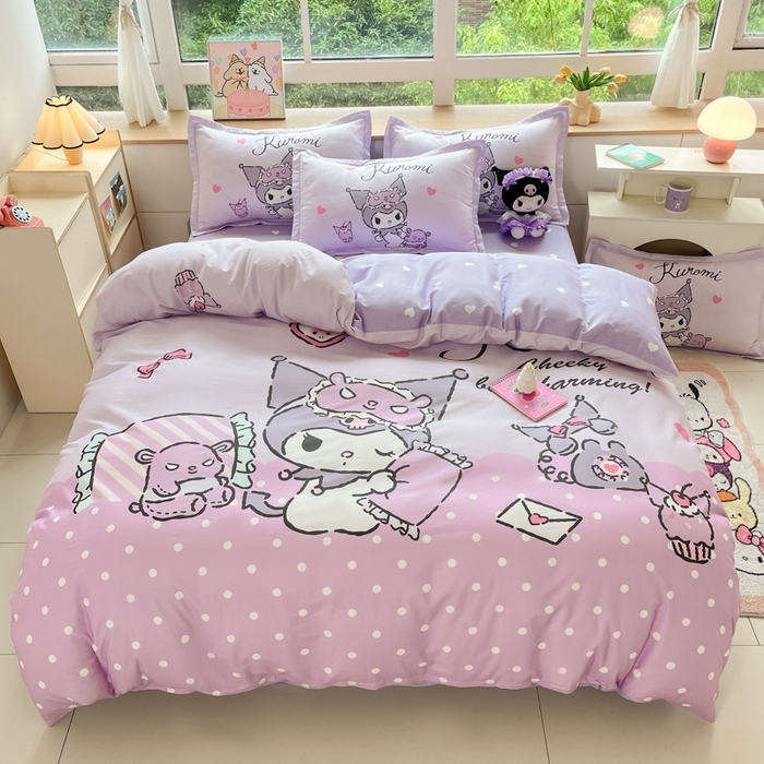 91家纺网 家纺一手货源 找家纺 博雅 2025新款三丽鸥大版印花全棉四件套专版花型 全棉大版（升级款信封枕）晚安库洛米