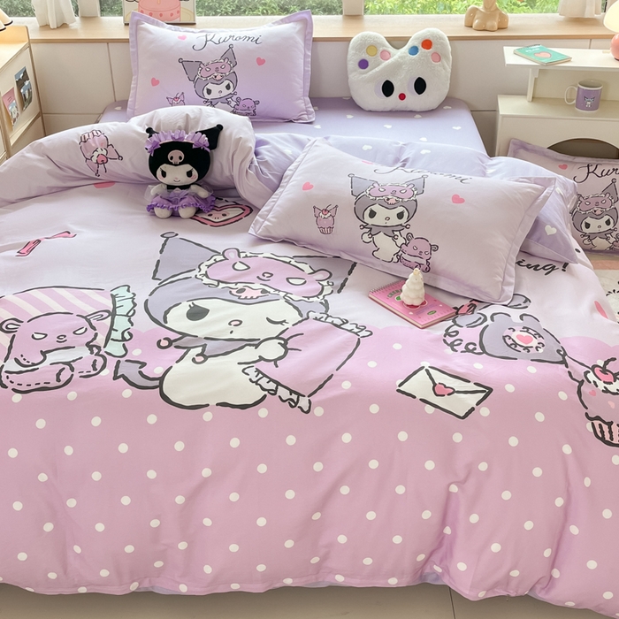 91家纺网 家纺一手货源 找家纺 博雅 2025新款三丽鸥大版印花全棉四件套专版花型 全棉大版（升级款信封枕）晚安库洛米