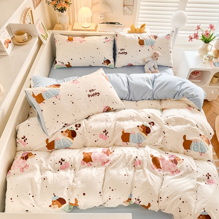 91家纺网 家纺一手货源 找家纺 （总）慕澄家纺 2025新款小清新水洗棉印花四件套