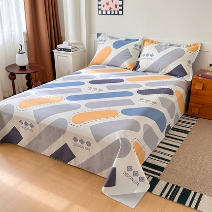 棉造家居 2025新款全棉纯棉印花学生宿舍单床单 光的邂逅-蓝