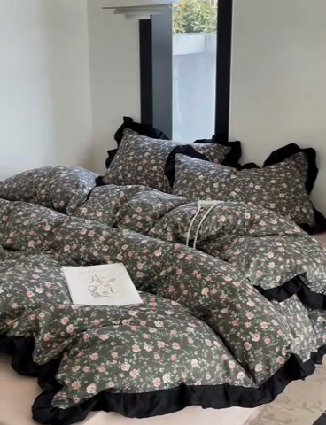 91家纺网 家纺一手货源 找家纺 （总）澳萝拉 2025新款全棉斜纹花边印花四件套