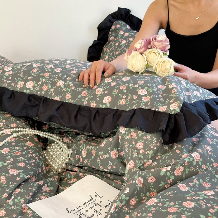 91家纺网 家纺一手货源 找家纺 澳萝拉 2025新款全棉斜纹花边印花四件套 海瑟薇