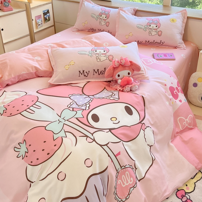 91家纺网 家纺一手货源 找家纺 博雅 2025新款三丽鸥大版印花全棉四件套专版花型 全棉大版（升级款信封枕）蛋糕美乐蒂