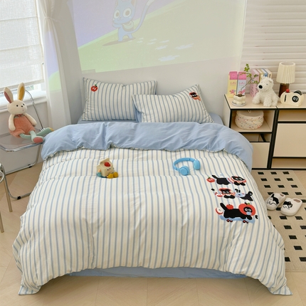 （总）珺柔家纺 2025新款全棉双层纱毛巾绣四件套