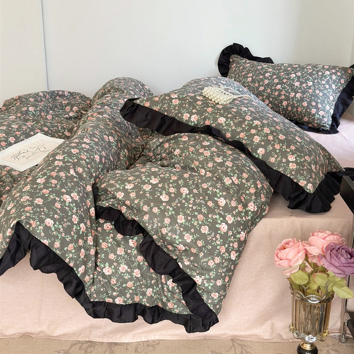 91家纺网 家纺一手货源 找家纺 （总）澳萝拉 2025新款全棉斜纹花边印花四件套