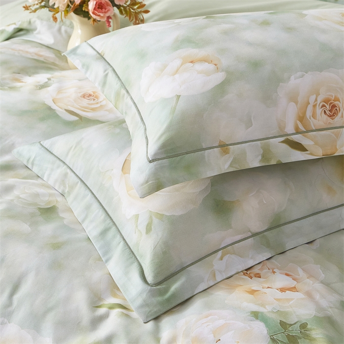 91家纺网 家纺一手货源 找家纺 曼秀琳 2025新款铂金棉数码印花四件套(全棉133*76) 墨雨云间-绿