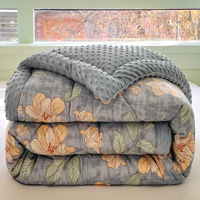 91家纺网 家纺一手货源 找家纺 云家 2025新款豆豆绒被子被芯夏凉被空调被四季被 花开富贵