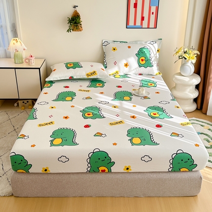 棉造家居 2025新款亲肤舒适全棉纯棉印花单床笠 恐龙宝贝