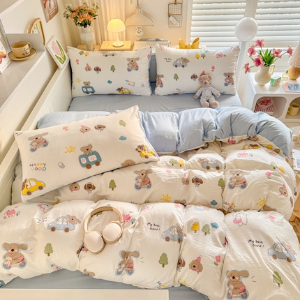 91家纺网 家纺一手货源 找家纺 （总）慕澄家纺 2025新款小清新水洗棉印花四件套