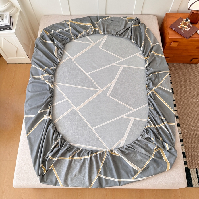 91家纺网 家纺一手货源 找家纺 棉造家居 2025新款亲肤舒适全棉纯棉印花单床笠 时尚拼图