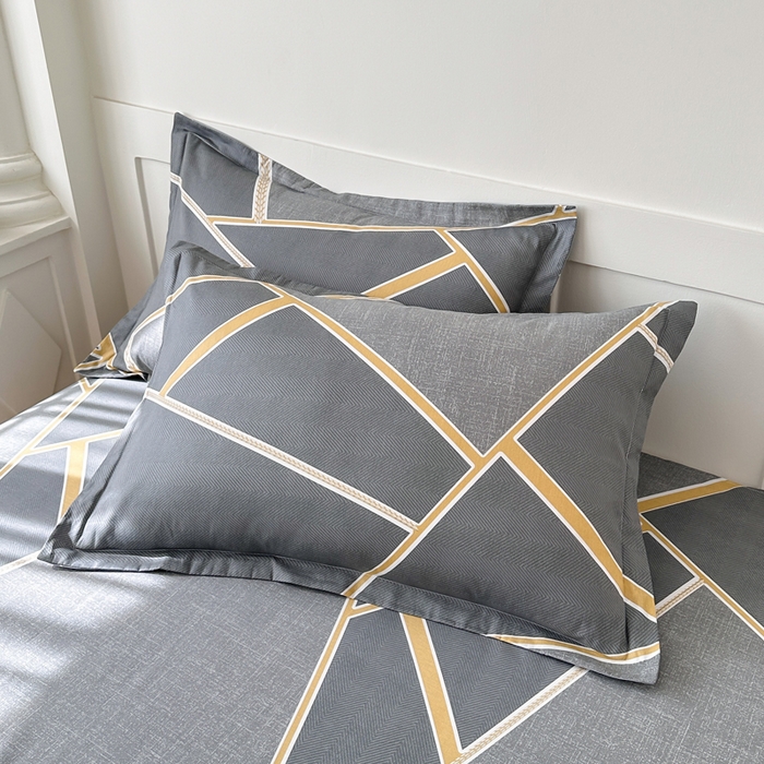 91家纺网 家纺一手货源 找家纺 棉造家居 2025新款全棉纯棉印花系列单枕套 时尚拼图