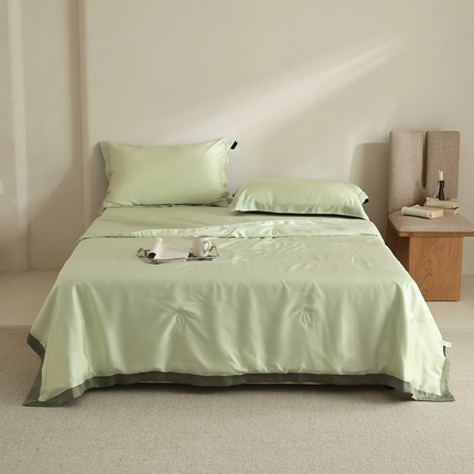91家纺网 家纺一手货源 找家纺 法芙娜家纺  60S兰精天丝夏被床笠款四件套 若草绿