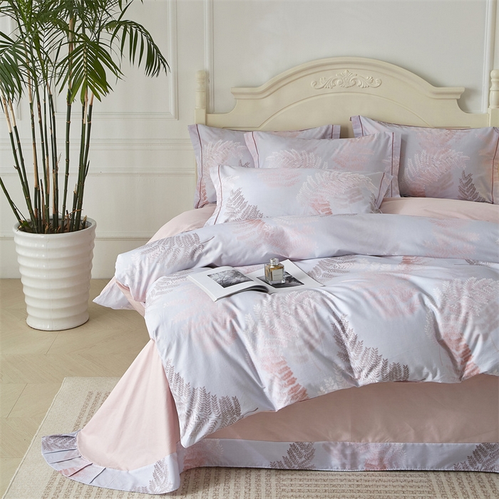 91家纺网 家纺一手货源 找家纺 曼秀琳 2025新款铂金棉数码印花四件套(全棉133*76) 知遥-粉