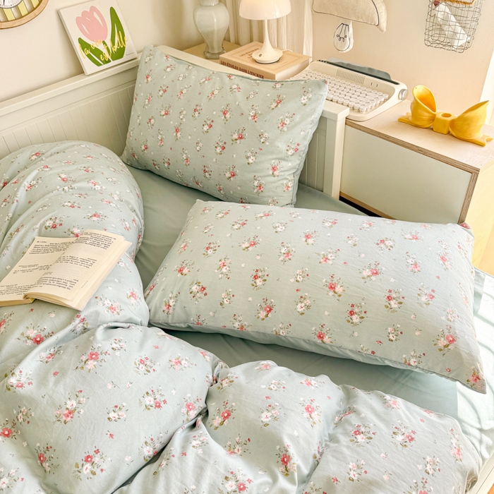 91家纺网 家纺一手货源 找家纺 慕澄家纺 2025新款小清新水洗棉印花四件套 萌趣版-珍妮