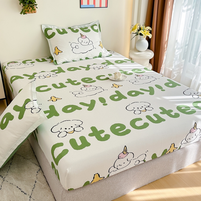 91家纺网 家纺一手货源 找家纺 棉造家居 2025新款亲肤舒适全棉纯棉印花单床笠 萌宝儿