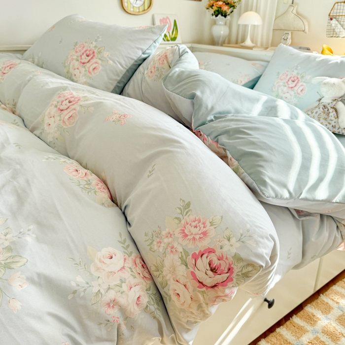 91家纺网 家纺一手货源 找家纺 （总）慕澄家纺 2025新款小清新水洗棉印花四件套