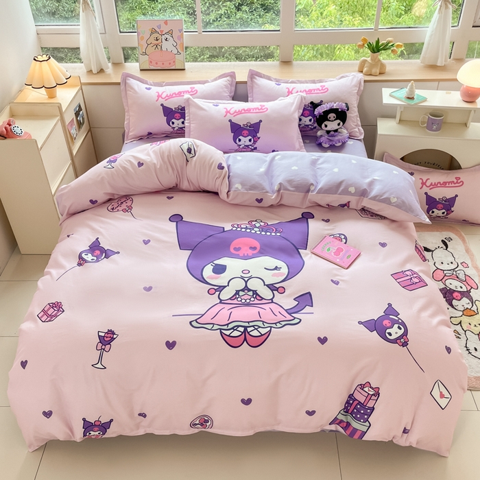 91家纺网 家纺一手货源 找家纺 博雅 2025新款三丽鸥大版印花全棉四件套专版花型 全棉大版（升级款信封枕）礼盒库洛米