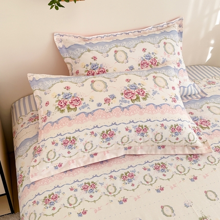 棉造家居 2025新款全棉纯棉印花系列单枕套 芳菲羽