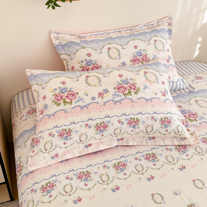 91家纺网 家纺一手货源 找家纺 棉造家居 2025新款全棉纯棉印花系列单枕套 芳菲羽