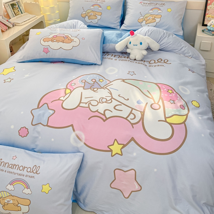 91家纺网 家纺一手货源 找家纺 博雅 2025新款三丽鸥大版印花全棉四件套专版花型 全棉大版（普通款口袋枕）星星玉桂狗