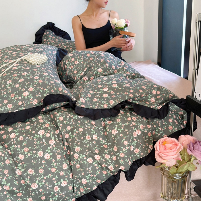 91家纺网 家纺一手货源 找家纺 （总）澳萝拉 2025新款全棉斜纹花边印花四件套