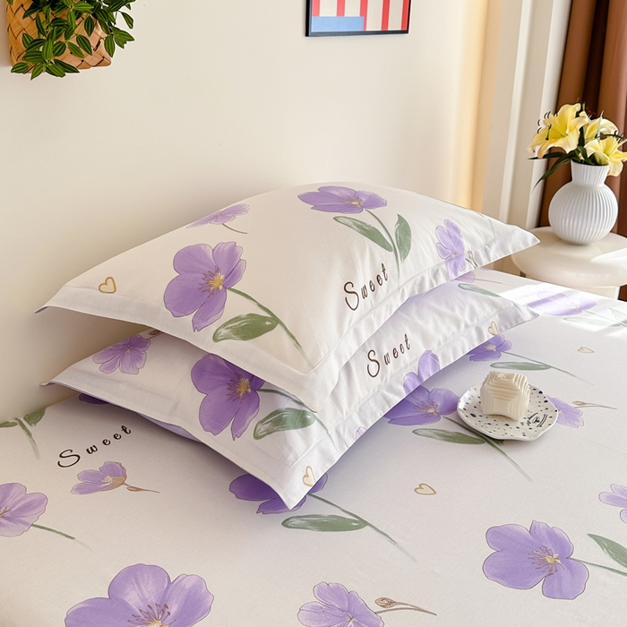 91家纺网 家纺一手货源 找家纺 棉造家居 2025新款亲肤舒适全棉纯棉印花单床笠 甜美花韵