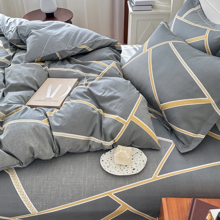 91家纺网 家纺一手货源 找家纺 棉造家居 2025新款亲肤舒适全棉纯棉印花系列三/四件套 时尚拼图