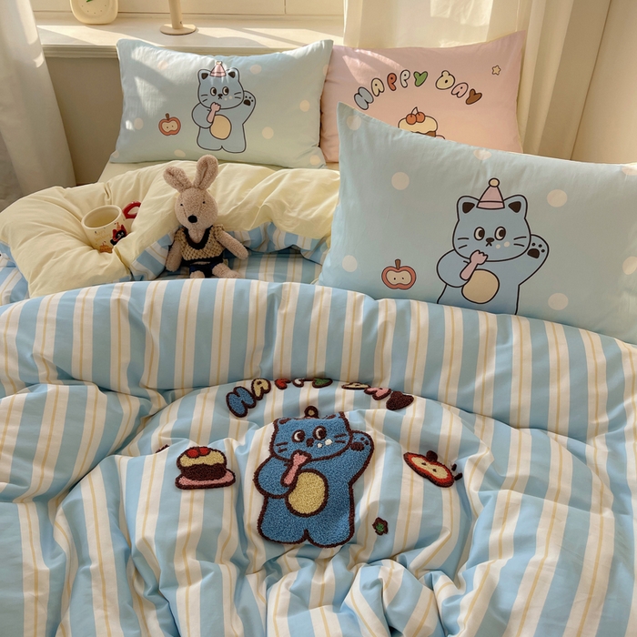 91家纺网 家纺一手货源 找家纺 （总）美乐迪家纺 2025新款休闲风系列全棉毛巾绣四件套