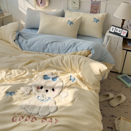 91家纺网 家纺一手货源 找家纺 （总）水墨江南 2025新款超柔水洗棉贴布绣四件套