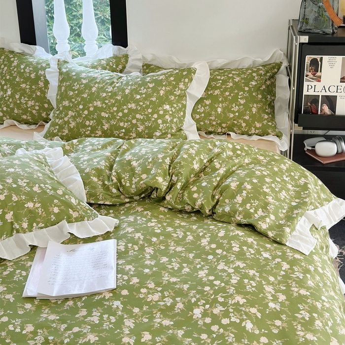 91家纺网 家纺一手货源 找家纺 澳萝拉 2025新款全棉斜纹花边印花四件套 穆夏