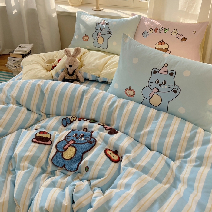 91家纺网 家纺一手货源 找家纺 （总）美乐迪家纺 2025新款休闲风系列全棉毛巾绣四件套