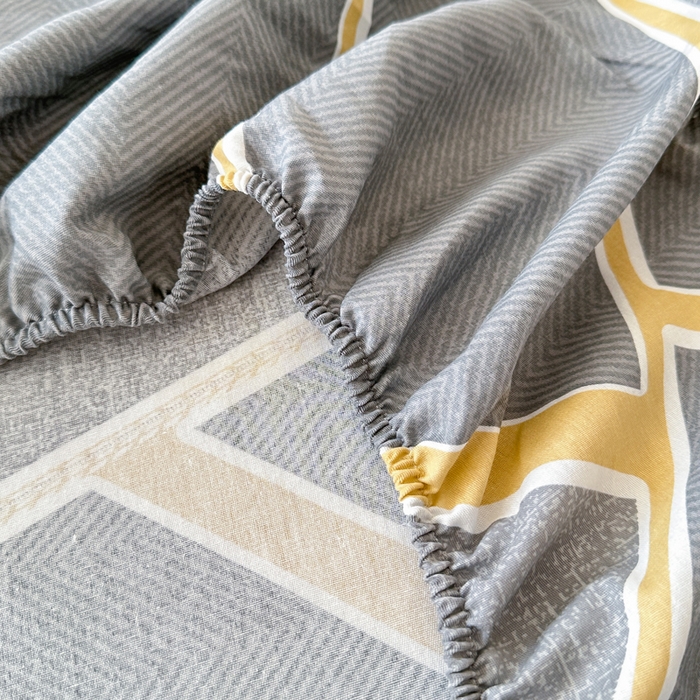 91家纺网 家纺一手货源 找家纺 棉造家居 2025新款亲肤舒适全棉纯棉印花单床笠 时尚拼图